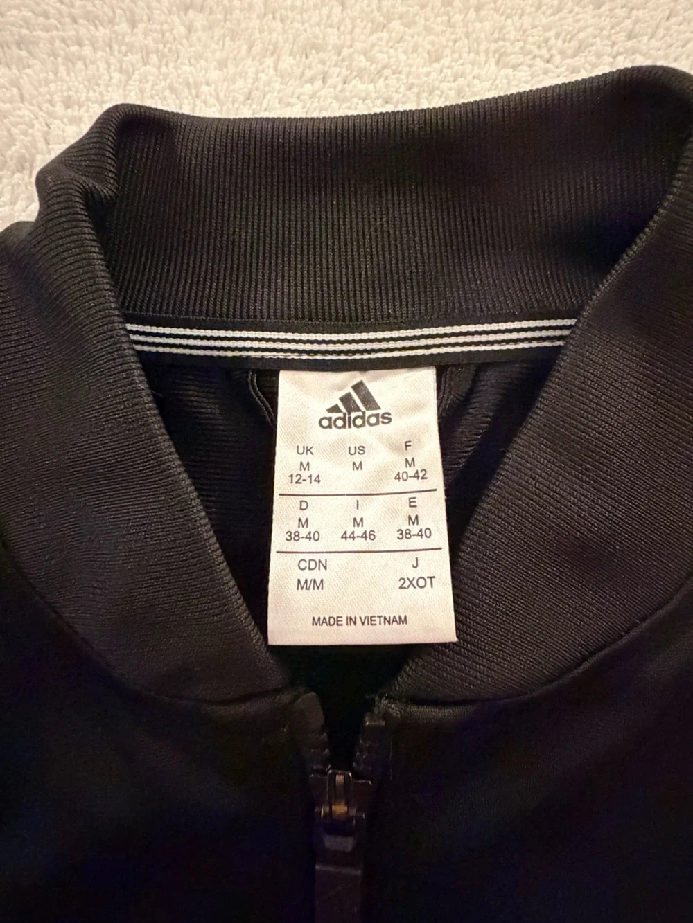 adidas Black Track Jacket with White Shoulder Stripes